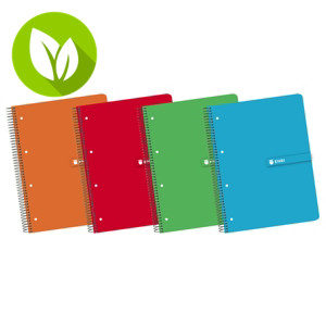 ENRI Cuaderno, A4+, cuadriculado, 160 hojas, cubierta dura cartón, colores surtidos