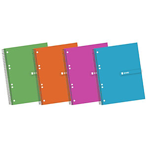 ENRI Cuaderno, A5+, cuadriculado, 140 hojas, cubierta dura cartón, colores surtidos