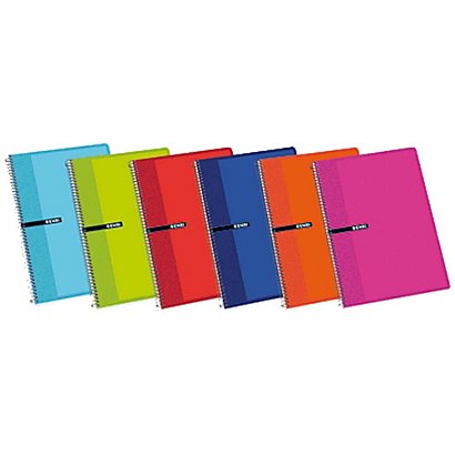 ENRI Cuaderno, Folio, cuadriculado, 80 hojas, cubierta dura cartón, colores surtidos