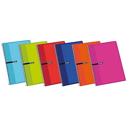 ENRI Cuaderno, Folio, liso, 80 hojas, cubierta dura cartón, colores surtidos