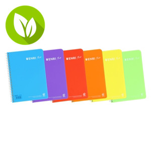 ENRI Plus Cuaderno, 4º, cuadriculado, 80 hojas, cubierta polipropileno, colores surtidos
