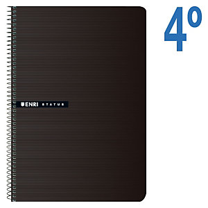 ENRI Status Cuaderno, 4º, cuadriculado, 100 hojas, cubierta dura cartón, negro