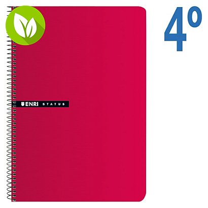 ENRI Status Cuaderno, 4º, cuadriculado, 100 hojas, cubierta dura cartón, rojo - 1