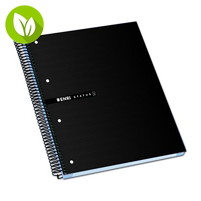 ENRI Status Cuaderno, A4+, cuadriculado, 160 hojas, cubierta extradura cartón, negro
