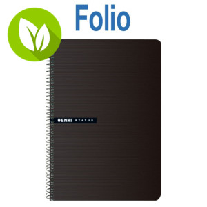 ENRI Status Cuaderno, Folio, cuadriculado, 100 hojas, cubierta dura cartón, negro
