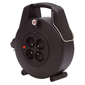 Enrouleur électrique domestique Confort-Line Brennenstuhl, Design-Box 4 prises, câble 20m H05VV-F 3G1,0, coloris noir