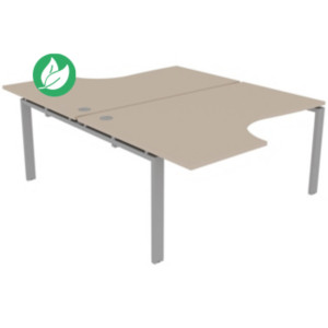 Ensemble 2 bureaux compacts E-link - L.160 x P.223 cm - Plateau Argile - Pieds Aluminium Ensemble 2 bureaux compacts E-link - L.160 x P.223 cm - Plateau Argile - Pieds Aluminium