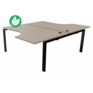 Ensemble 2 bureaux compacts E-link - L.160 x P.223 cm - Plateau Argile - Pieds Noir Ensemble 2 bureaux compacts E-link - L.160 x P.223 cm - Plateau Argile - Pieds Noir