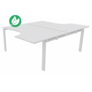 Ensemble 2 bureaux compacts E-link - L.160 x P.223 cm - Plateau Blanc - Pieds Blanc Ensemble 2 bureaux compacts E-link - L.160 x P.223 cm - Plateau Blanc - Pieds Blanc