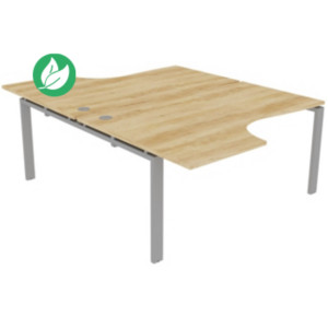 Ensemble 2 bureaux compacts E-link - L.160 x P.223 cm - Plateau Chêne Nebraska - Pieds Aluminium Ensemble 2 bureaux compacts E-link - L.160 x P.223 cm - Plateau Chêne Nebraska - Pieds Aluminium