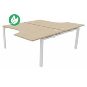 Ensemble 2 bureaux compacts E-link - L.160 x P.223 cm - Plateau Chêne - Pieds Blanc Ensemble 2 bureaux compacts E-link - L.160 x P.223 cm - Plateau Chêne - Pieds Blanc