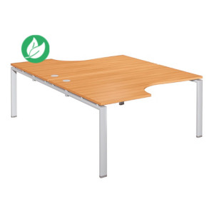 Ensemble 2 bureaux compacts E-link - L.160 x P.223 cm - Plateau Hêtre - Pieds Aluminium Ensemble 2 bureaux compacts E-link - L.160 x P.223 cm - Plateau Hêtre - Pieds Aluminium