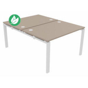 Ensemble 2 bureaux droits E-link - L.120 x P.163 cm - Plateau Argile - Pieds Blanc Ensemble 2 bureaux droits E-link - L.120 x P.163 cm - Plateau Argile - Pieds Blanc