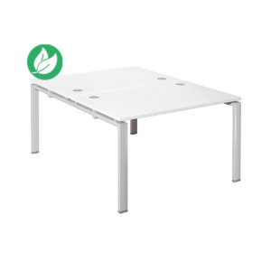 Ensemble 2 bureaux droits E-link - L.120 x P.163 cm - Plateau Blanc - Pieds Aluminium Ensemble 2 bureaux droits E-link - L.120 x P.163 cm - Plateau Blanc - Pieds Aluminium