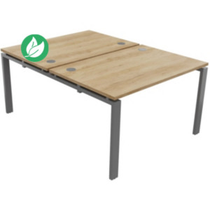 Ensemble 2 bureaux droits E-link - L.120 x P.163 cm - Plateau Chêne Nebraska - Pieds Aluminium Ensemble 2 bureaux droits E-link - L.120 x P.163 cm - Plateau Chêne Nebraska - Pieds Aluminium