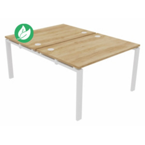 Ensemble 2 bureaux droits E-link - L.120 x P.163 cm - Plateau Chêne Nebraska - Pieds Blanc Ensemble 2 bureaux droits E-link - L.120 x P.163 cm - Plateau Chêne Nebraska - Pieds Blanc