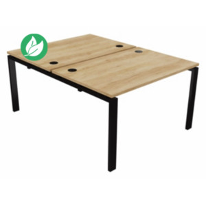 Ensemble 2 bureaux droits E-link - L.120 x P.163 cm - Plateau Chêne Nebraska - Pieds Noir Ensemble 2 bureaux droits E-link - L.120 x P.163 cm - Plateau Chêne Nebraska - Pieds Noir