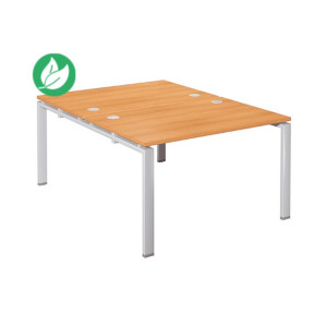 Ensemble 2 bureaux droits E-link - L.120 x P.163 cm - Plateau Hêtre - Pieds Aluminium Ensemble 2 bureaux droits E-link - L.120 x P.163 cm - Plateau Hêtre - Pieds Aluminium