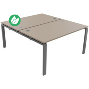 Ensemble 2 bureaux droits E-link - L.140 x P.163 cm - Plateau Argile - Pieds Aluminium Ensemble 2 bureaux droits E-link - L.140 x P.163 cm - Plateau Argile - Pieds Aluminium