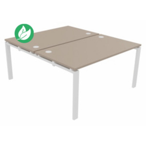 Ensemble 2 bureaux droits E-link - L.140 x P.163 cm - Plateau Argile - Pieds Blanc Ensemble 2 bureaux droits E-link - L.140 x P.163 cm - Plateau Argile - Pieds Blanc