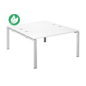 Ensemble 2 bureaux droits E-link - L.140 x P.163 cm - Plateau Blanc - Pieds Aluminium Ensemble 2 bureaux droits E-link - L.140 x P.163 cm - Plateau Blanc - Pieds Aluminium