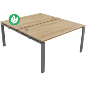 Ensemble 2 bureaux droits E-link - L.140 x P.163 cm - Plateau Chêne Nebraska - Pieds Aluminium Ensemble 2 bureaux droits E-link - L.140 x P.163 cm - Plateau Chêne Nebraska - Pieds Aluminium