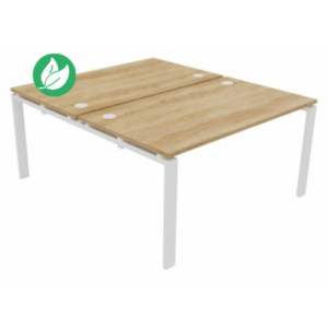 Ensemble 2 bureaux droits E-link - L.140 x P.163 cm - Plateau Chêne Nebraska - Pieds Blanc Ensemble 2 bureaux droits E-link - L.140 x P.163 cm - Plateau Chêne Nebraska - Pieds Blanc