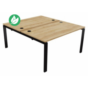 Ensemble 2 bureaux droits E-link - L.140 x P.163 cm - Plateau Chêne Nebraska - Pieds Noir Ensemble 2 bureaux droits E-link - L.140 x P.163 cm - Plateau Chêne Nebraska - Pieds Noir