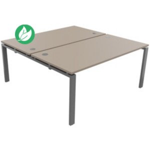 Ensemble 2 bureaux droits E-link - L.160 x P.163 cm - Plateau Argile - Pieds Aluminium Ensemble 2 bureaux droits E-link - L.160 x P.163 cm - Plateau Argile - Pieds Aluminium