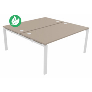 Ensemble 2 bureaux droits E-link - L.160 x P.163 cm - Plateau Argile - Pieds Blanc Ensemble 2 bureaux droits E-link - L.160 x P.163 cm - Plateau Argile - Pieds Blanc