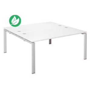 Ensemble 2 bureaux droits E-link - L.160 x P.163 cm - Plateau Blanc - Pieds Aluminium Ensemble 2 bureaux droits E-link - L.160 x P.163 cm - Plateau Blanc - Pieds Aluminium