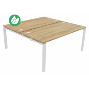 Ensemble 2 bureaux droits E-link - L.160 x P.163 cm - Plateau Chêne Nebraska - Pieds Blanc Ensemble 2 bureaux droits E-link - L.160 x P.163 cm - Plateau Chêne Nebraska - Pieds Blanc