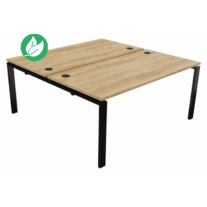 Ensemble 2 bureaux droits E-link - L.160 x P.163 cm - Plateau Chêne Nebraska - Pieds Noir Ensemble 2 bureaux droits E-link - L.160 x P.163 cm - Plateau Chêne Nebraska - Pieds Noir