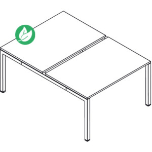 Ensemble 2 postes Droit Actual - L.140 x P.165 cm - Plateau Blanc - 4 pieds Aluminium