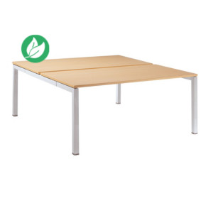 Ensemble 2 postes Droit Actual - L.160 x P.165 cm - Plateau Hêtre - 4 pieds Aluminium