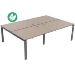 Ensemble 4 bureaux droits E-link - L.240 x P.163 cm - Plateau Argile - Pieds Aluminium Ensemble 4 bureaux droits E-link - L.240 x P.163 cm - Plateau Argile - Pieds Aluminium