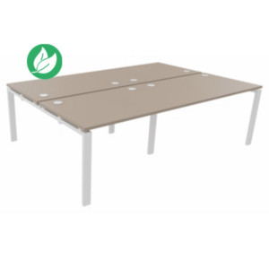 Ensemble 4 bureaux droits E-link - L.240 x P.163 cm - Plateau Argile - Pieds Blanc