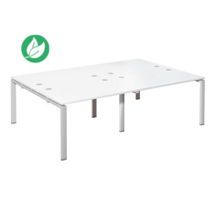 Ensemble 4 bureaux droits E-link - L.240 x P.163 cm - Plateau Blanc - Pieds Aluminium Ensemble 4 bureaux droits E-link - L.240 x P.163 cm - Plateau Blanc - Pieds Aluminium