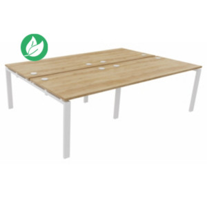 Ensemble 4 bureaux droits E-link - L.240 x P.163 cm - Plateau Chêne Nebraska - Pieds Blanc Ensemble 4 bureaux droits E-link - L.240 x P.163 cm - Plateau Chêne Nebraska - Pieds Blanc
