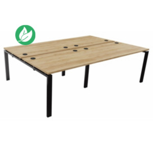 Ensemble 4 bureaux droits E-link - L.240 x P.163 cm - Plateau Chêne Nebraska - Pieds Noir Ensemble 4 bureaux droits E-link - L.240 x P.163 cm - Plateau Chêne Nebraska - Pieds Noir