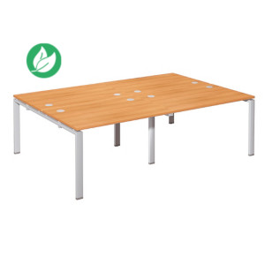 Ensemble 4 bureaux droits E-link - L.240 x P.163 cm - Plateau Chêne - Pieds Aluminium Ensemble 4 bureaux droits E-link - L.240 x P.163 cm - Plateau Chêne - Pieds Aluminium