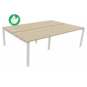 Ensemble 4 bureaux droits E-link - L.240 x P.163 cm - Plateau Chêne - Pieds Blanc Ensemble 4 bureaux droits E-link - L.240 x P.163 cm - Plateau Chêne - Pieds Blanc