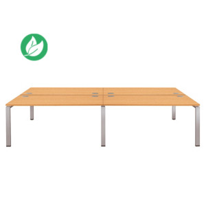 Ensemble 4 bureaux droits E-link - L.240 x P.163 cm - Plateau Hêtre - Pieds Aluminium Ensemble 4 bureaux droits E-link - L.240 x P.163 cm - Plateau Hêtre - Pieds Aluminium