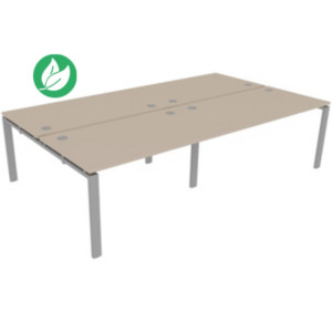 Ensemble 4 bureaux droits E-link - L.280 x P.163 cm - Plateau Argile - Pieds Aluminium Ensemble 4 bureaux droits E-link - L.280 x P.163 cm - Plateau Argile - Pieds Aluminium
