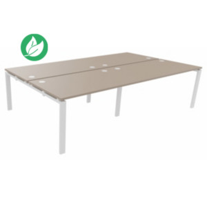 Ensemble 4 bureaux droits E-link - L.280 x P.163 cm - Plateau Argile - Pieds Blanc Ensemble 4 bureaux droits E-link - L.280 x P.163 cm - Plateau Argile - Pieds Blanc