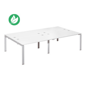 Ensemble 4 bureaux droits E-link - L.280 x P.163 cm - Plateau Blanc - Pieds Aluminium Ensemble 4 bureaux droits E-link - L.280 x P.163 cm - Plateau Blanc - Pieds Aluminium