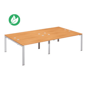 Ensemble 4 bureaux droits E-link - L.280 x P.163 cm - Plateau Hêtre - Pieds Aluminium Ensemble 4 bureaux droits E-link - L.280 x P.163 cm - Plateau Hêtre - Pieds Aluminium