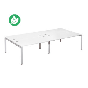 Ensemble 4 bureaux droits E-link - L.320 x P.163 cm - Plateau Blanc - Pieds Aluminium Ensemble 4 bureaux droits E-link - L.320 x P.163 cm - Plateau Blanc - Pieds Aluminium