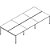 Ensemble 6 postes Droit Actual - L.420 x P.165 cm - Plateau Blanc - 4 pieds Aluminium - 1