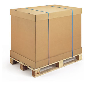 Ensemble caisse carton modulable brun (fond + ceinture + coiffe) 117,5x100x60 cm